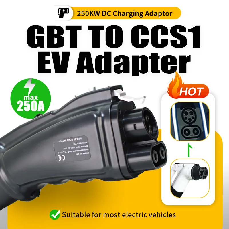 GBT TO CCS1 EV Adapter 250A 250KW 1000V DC Fast gb/t To CCS Combo 1 Charging Station Adaptor Electric Vehicle Charger Converter