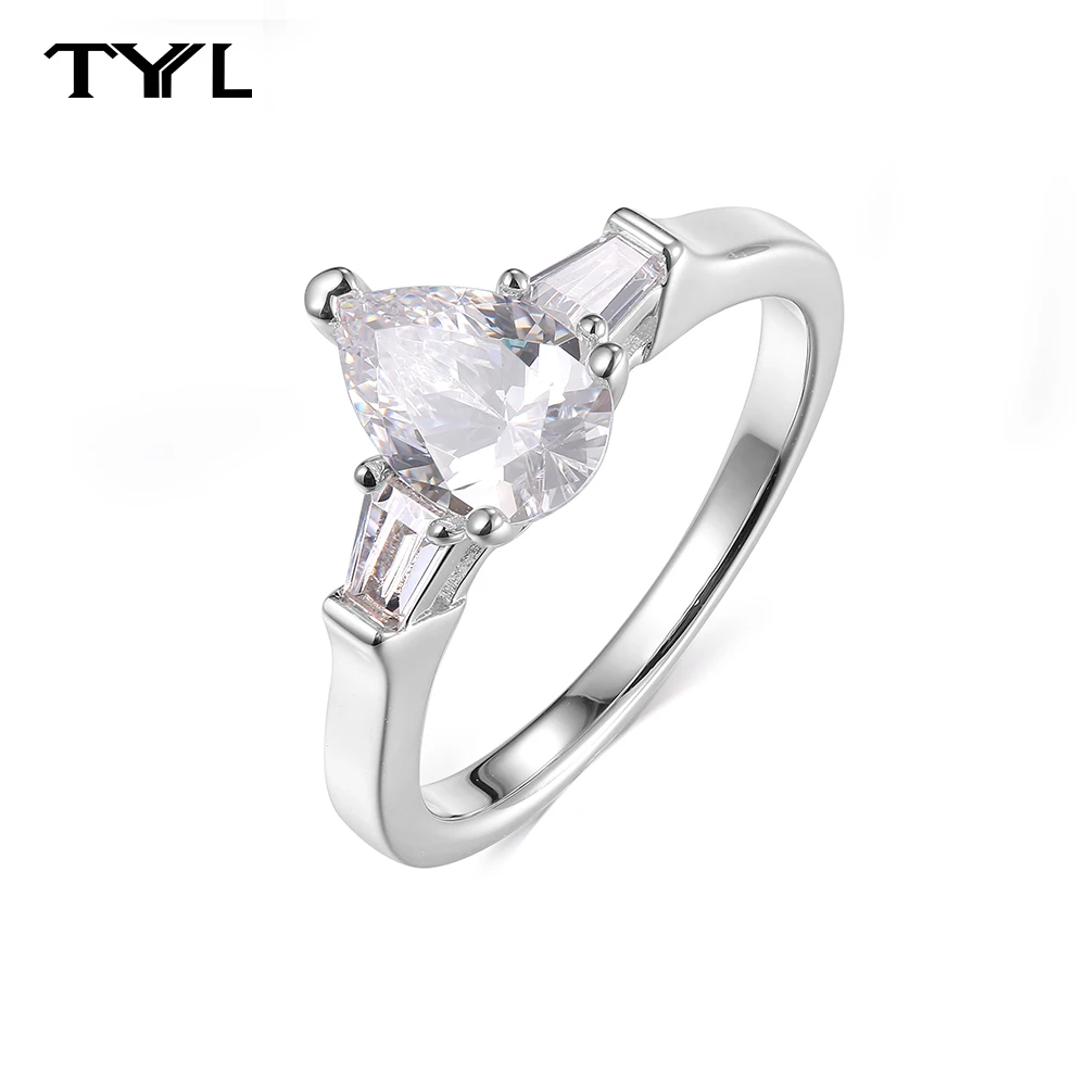 

TYYL 6*9mm Pear Zircon Ring for Women Birthday Heart Shape 9*9mm Elegant 5A Zirconia Jewelry Girls Diamond Gifts Wedding Rings