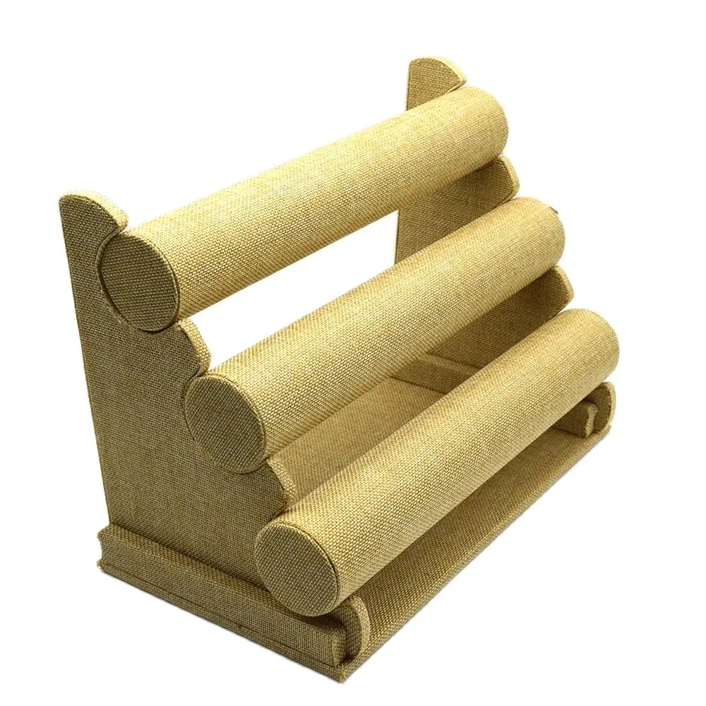 สร้อยข้อมือกำมะหยี่จอแสดงผล Sackcloth อะคริลิคเครื่องประดับแสดงยืน Organizer สีดำผู้ถือ