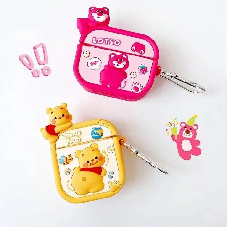 ويني ذا بوه الفراولة الدب ل فيفو tws4 حقيبة سماعة الاذن tws3pro واقية قذيفة tws2E الكرتون iqoo tws لينة