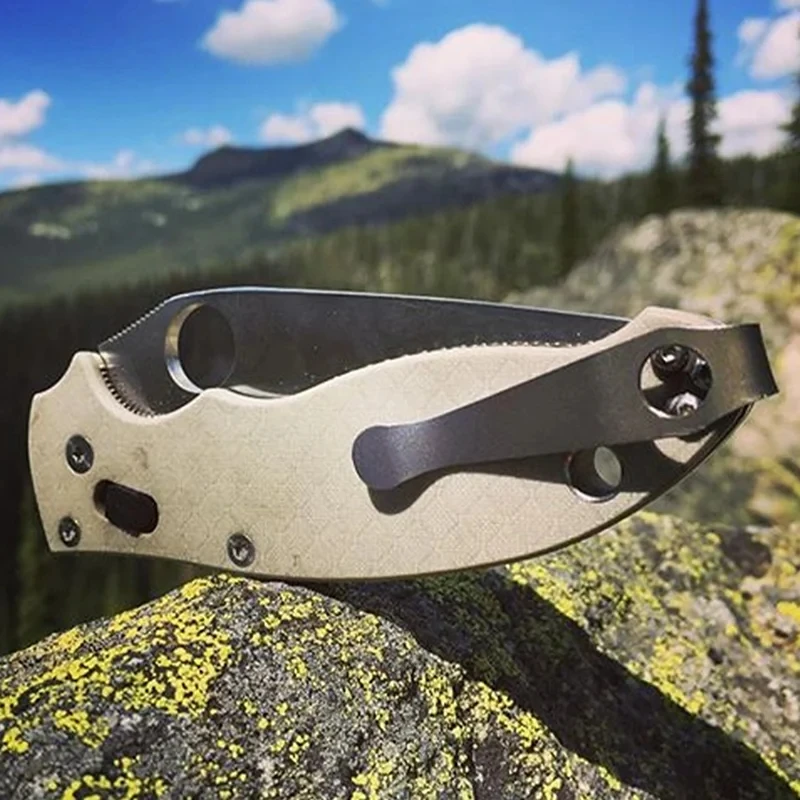 Imagem -05 - com Parafusos Liga de Titânio Faca Dobrável Clipe de Bolso Cintura Volta Braçadeira para Spyderco C81 C223 Paramilitar Para3 C10 C11 Delica