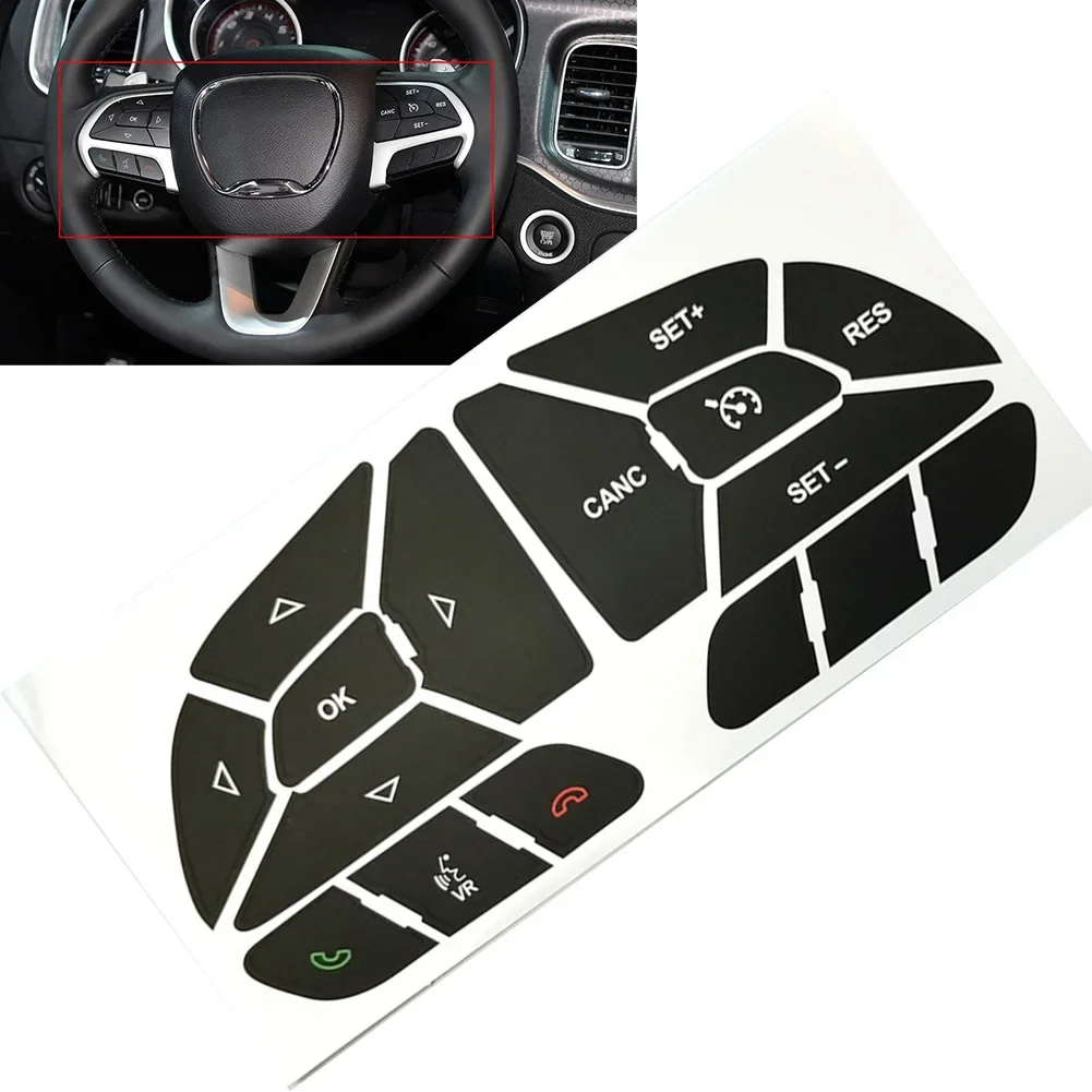 Car Steering Wheel Control Button Repair Stickers Decals For Dodge Charger 2016 - 2022 Auto Accessories 