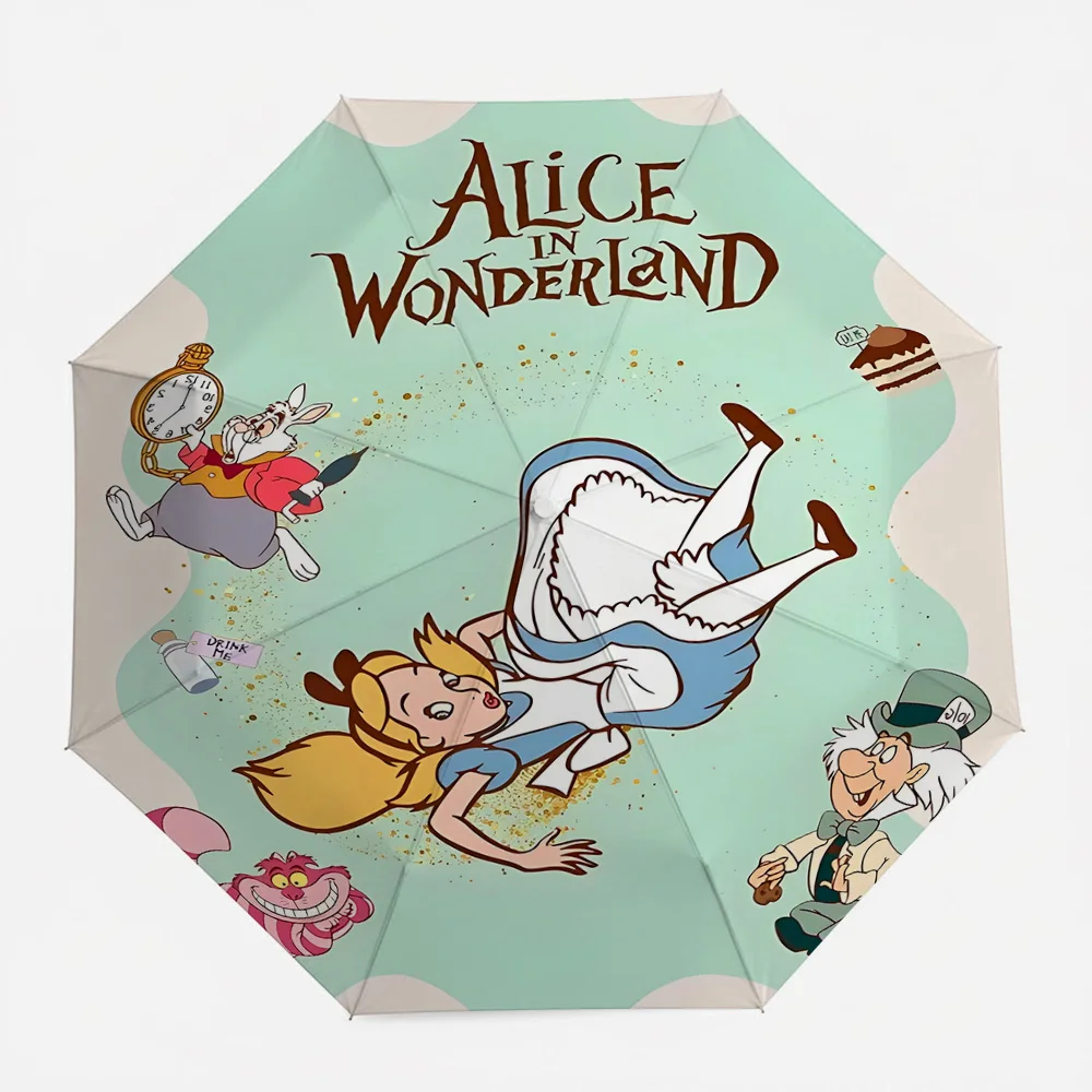 

Автоматический складной зонт с принтом «Алиса в стране чудес: Падение в кроличью нору» от Disney, ветрозащитный, водонепроницаемый, для путешествий