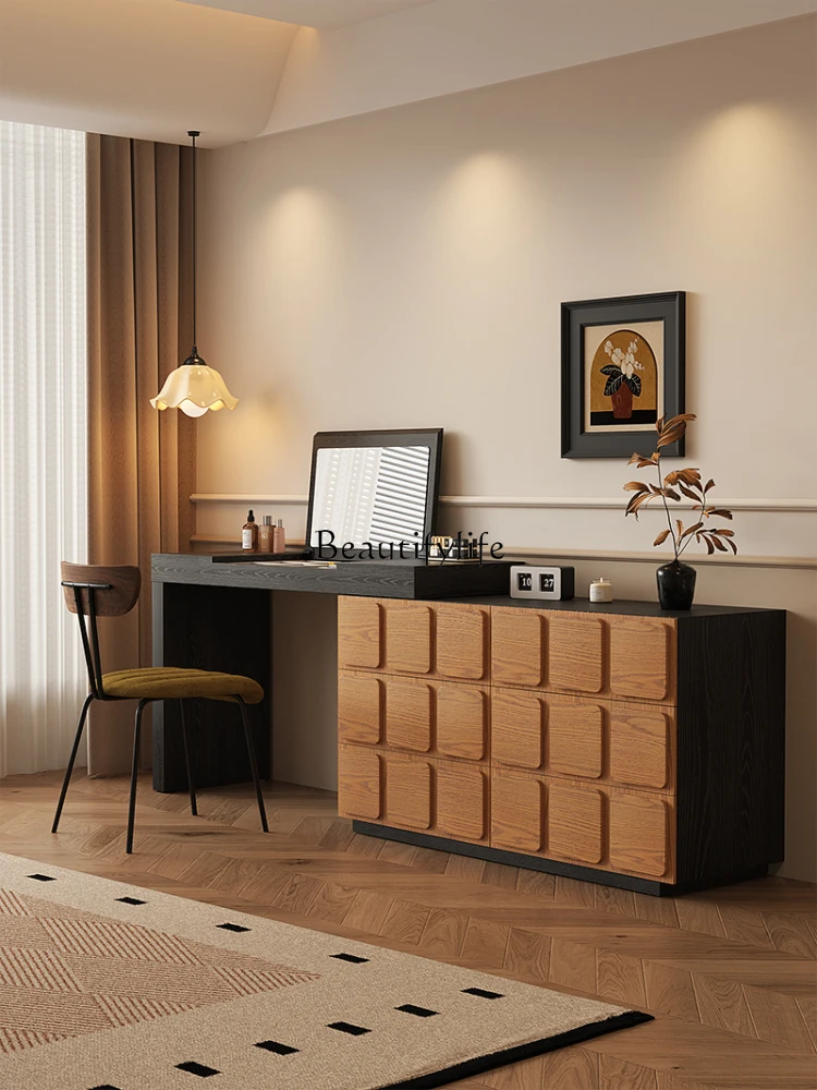 

*2025 new modern light luxury dresser bedroom simple medium and ancient style solid wood makeup table storage cabinet integrated