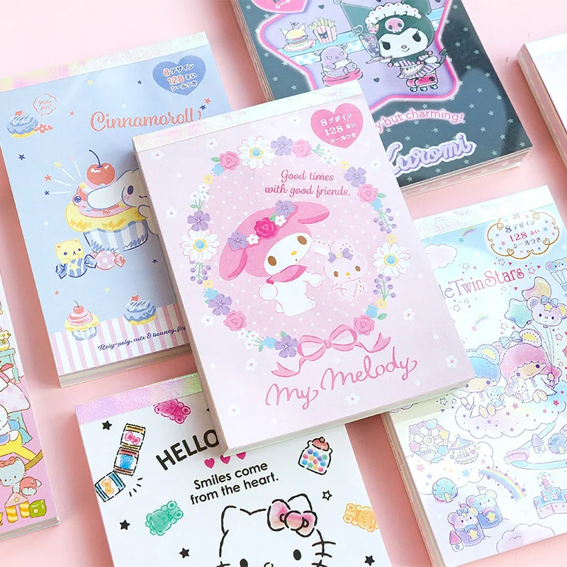 Sanrio Notebook Kuromi Hello Kitty Cinnamoroll My Melody Hand Book Note Paper Cartoon Memo With Stickers For Girls Gift Toys