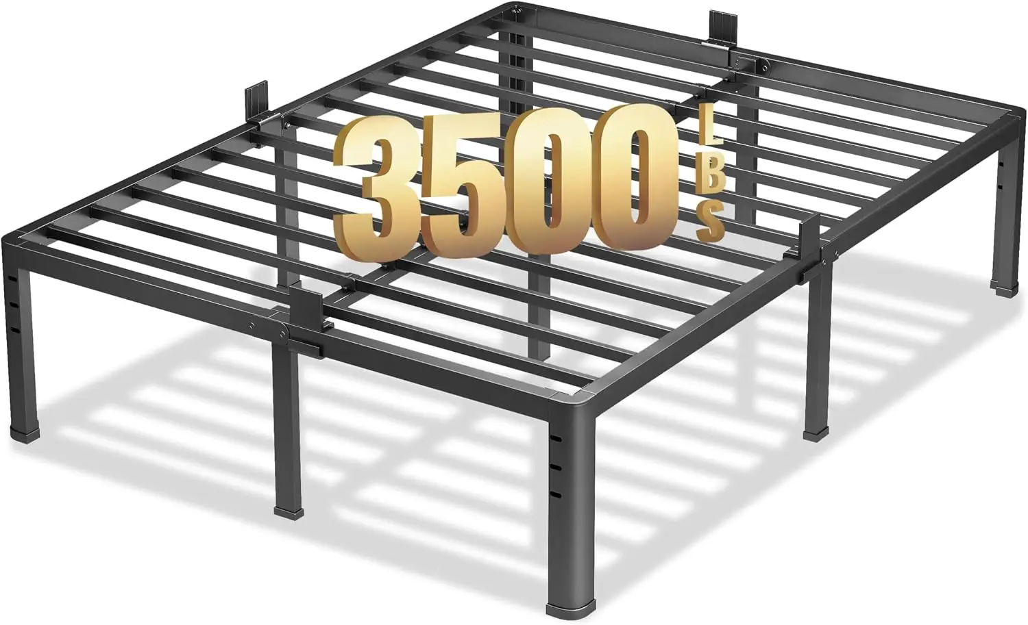 King Size 20 Inch Heavy Duty Metal Platform Bed Frame, Round Corner Support Legs, 3500 LBS Weight Capacity Steel Slat Base, Noise Free Design, No Box Spring Required, Quick Easy Assembly