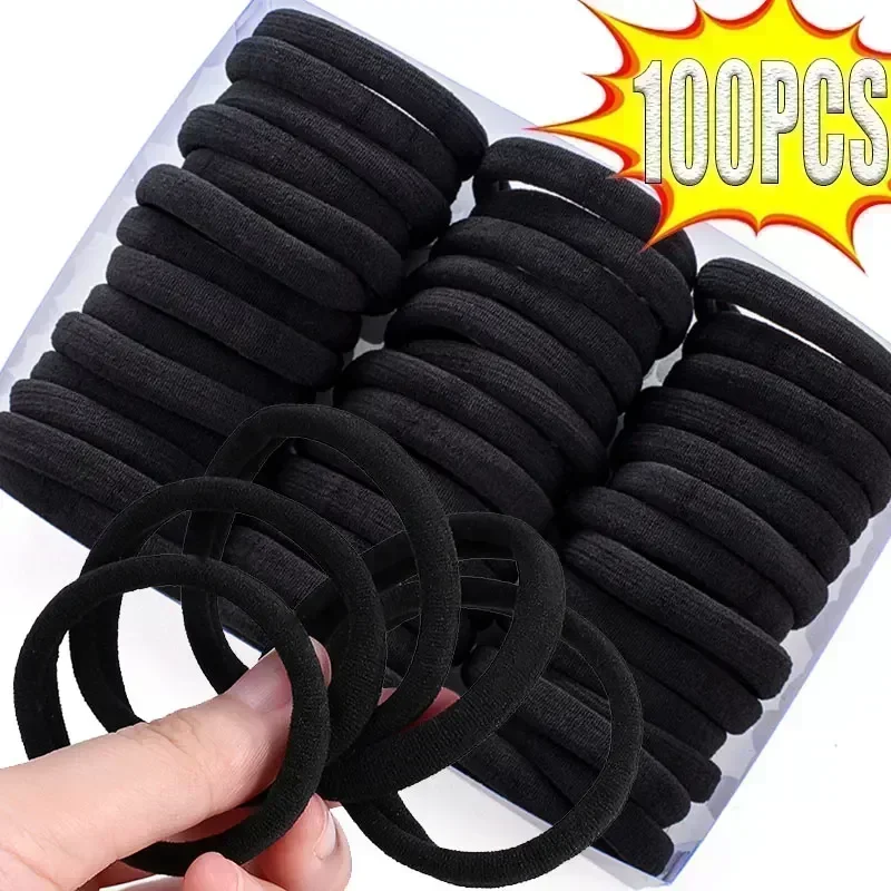 10-200PCS Cloth Black Hair Bands for Women Hairband High Elastic Rubber Band Hair Ties Ponytail Holder Scrunchies Accessories