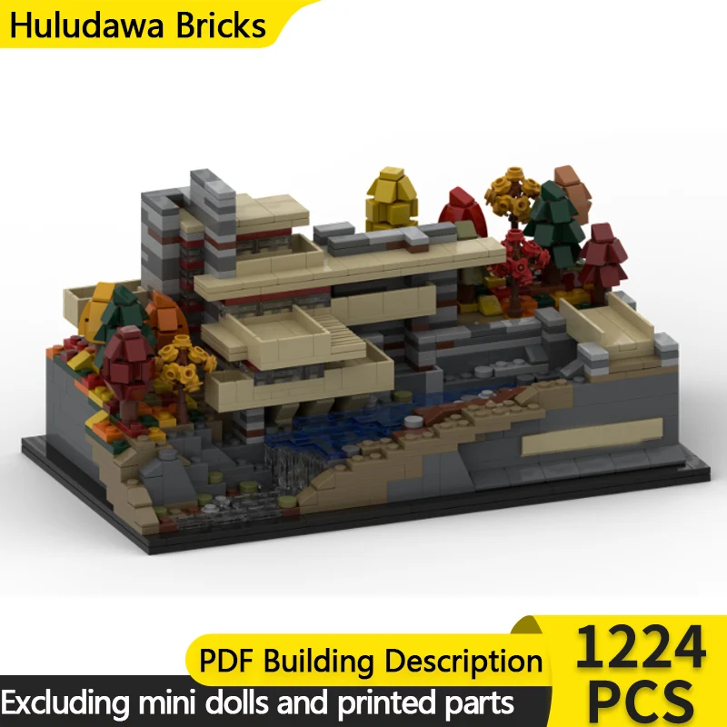 City Street View Model MOC Building Bricks Autumn Fallingwater Modular Technology Children Holiday Gifts Assemble Toys Suit