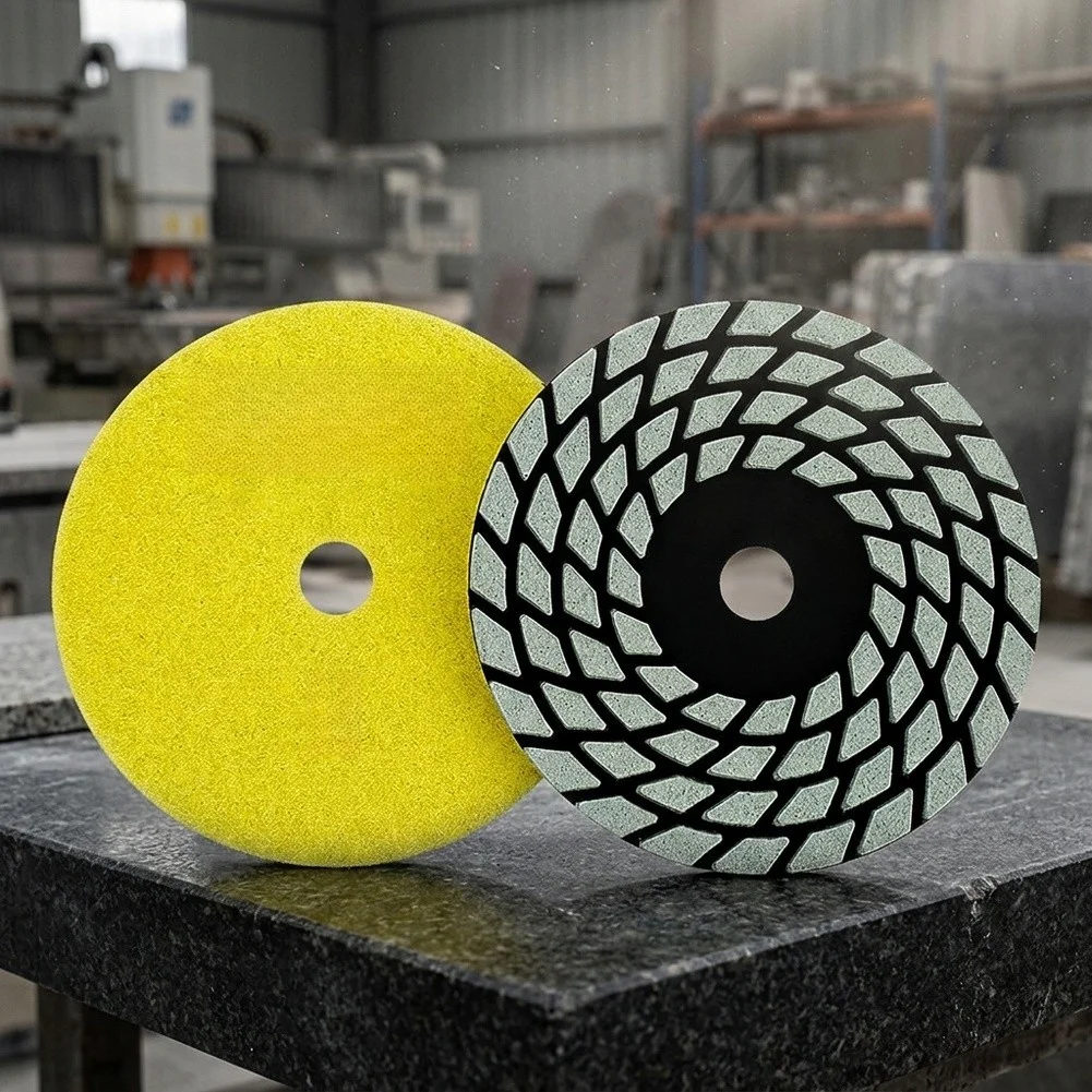 4 Inch 100mm Wet Dry Polishing Pads for Granite Marble Quartz Stone with Flexible Emery for Efficient Multi Step Polishing