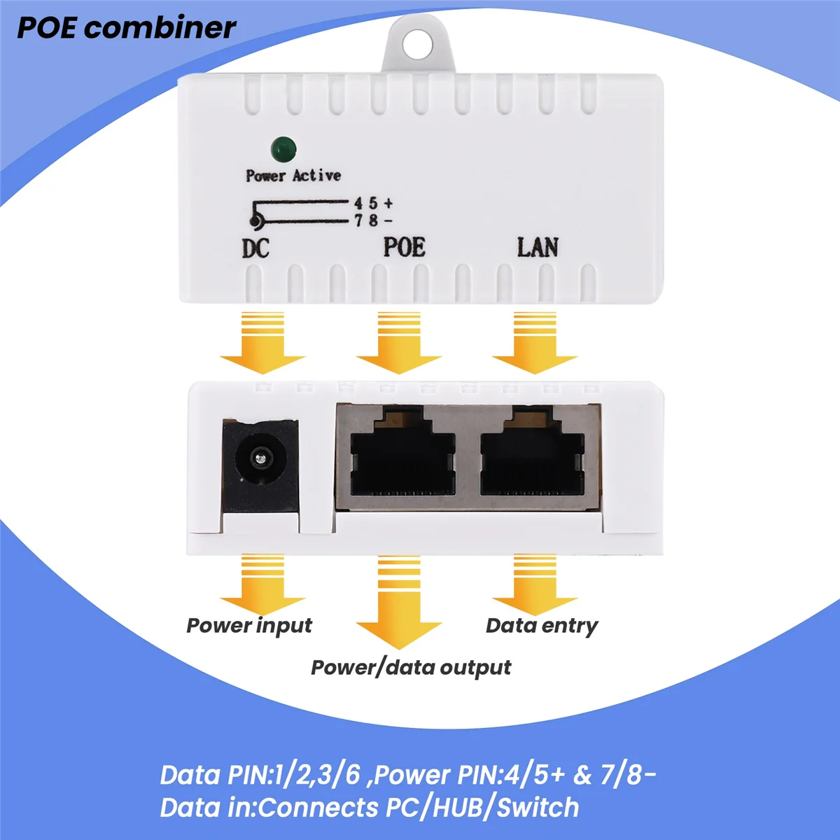 Poe Splitter Poe Injector Rj45 Dc 5.5Mm x 2.1Mm Input Passive Poe Injector Splitter Adapter Connector For Ip Network