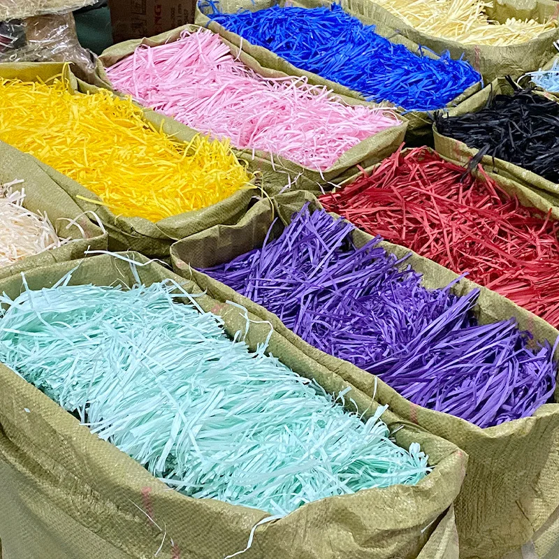 3mm Lafite Paper Raffia Filler Colorful Shredded Crinkle  DIY Wedding Party Gift Box Candy Material Packaging Filler 100-1000g