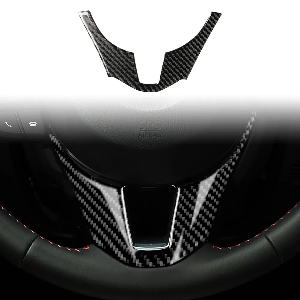Carbon Fiber Steering Wheel Decoration for Mazda 3 Axela 2014 2015 2016 with Balanced Proportions and Fit Accuracy