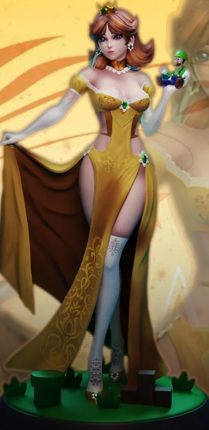 

1/24 75mm 1/18 100mm Resin Model Mario Bros Princesa Figurine Unpainted No Color RW-1059