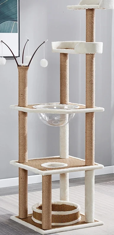 Four-season rattan mat cat climbing frame cat house tree integrated toy small scratch board scratch column