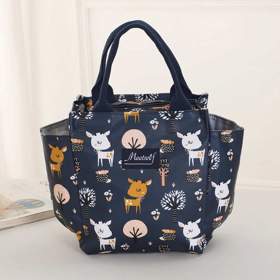 

Men's tote lunch box bag: Insulated, waterproof, large-capacity Oxford fabric, wear-resistant, cartoon pattern, casual style