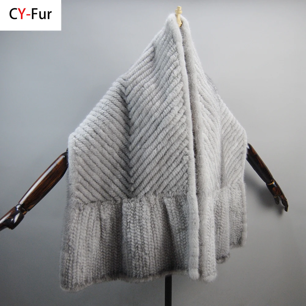 2025 Hot Sale Luxury Winter Warm Natural Fur Muffler Women's Real Mink Fur Scarf Lady Fashion Knitted Genuine Mink Fur Scarves