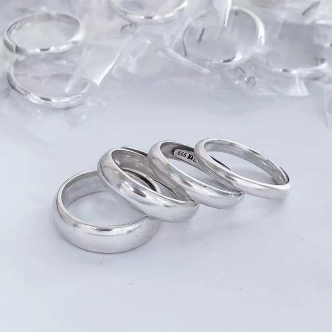 BOCAI NEW S925 Pure Silver Simple And Fashionable Smooth Surface Loach Back Open Ring