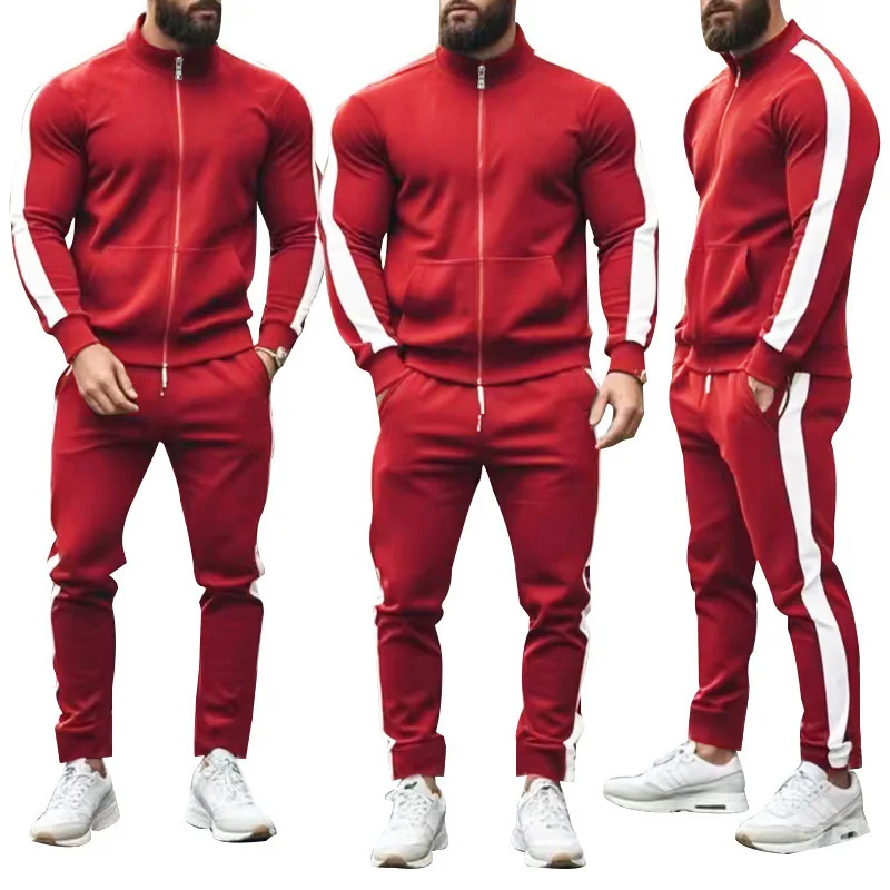 

Men's Casual Sports Jaet Sweatirt Stand up Collar Long Sve Winter Suit Polyester Fiber Long Pants Faionable Outfit