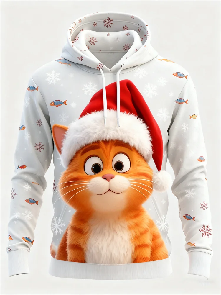 

Christmas Animal Graphic Men's Women's Hoodies 3D Print Cats Wolf Pattern Long Sleeve Hooded Tops Loose Casual Creative Clothing