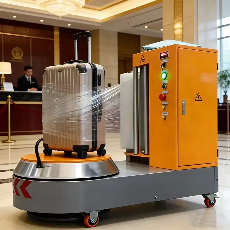 High Efficiency Automatic Baggage Packaging Machine Airport Luggage Stretch Film Wrapping Equipment for Hotel Logistics