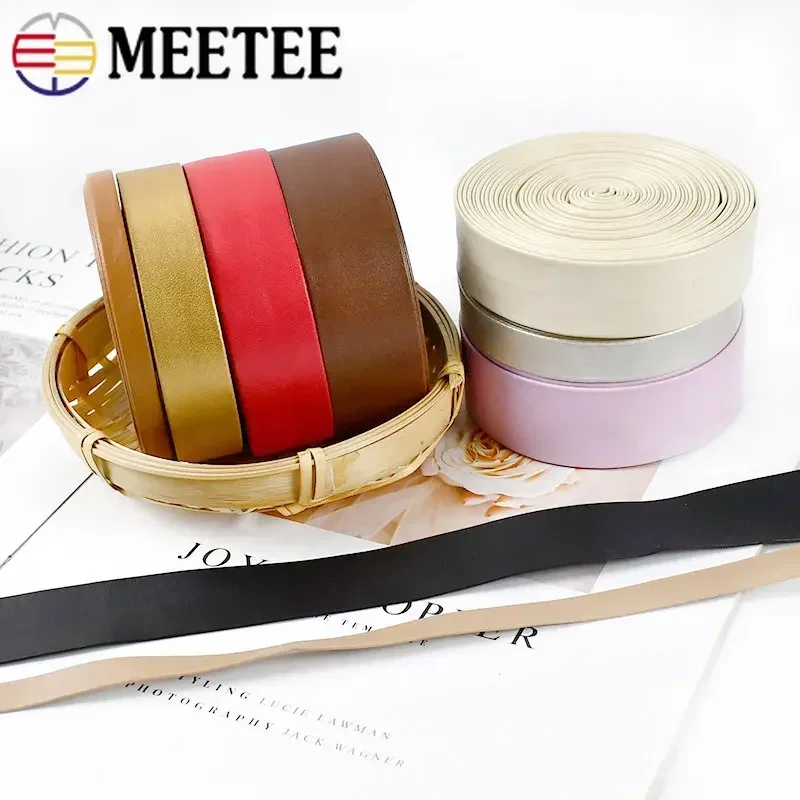 5M Meetee 5-30mm PU Leather Ribbon Bag Strap Handbag Decor Cord Chocker Necklace Rope Belt Tape DIY Sewing Clothing Accessories