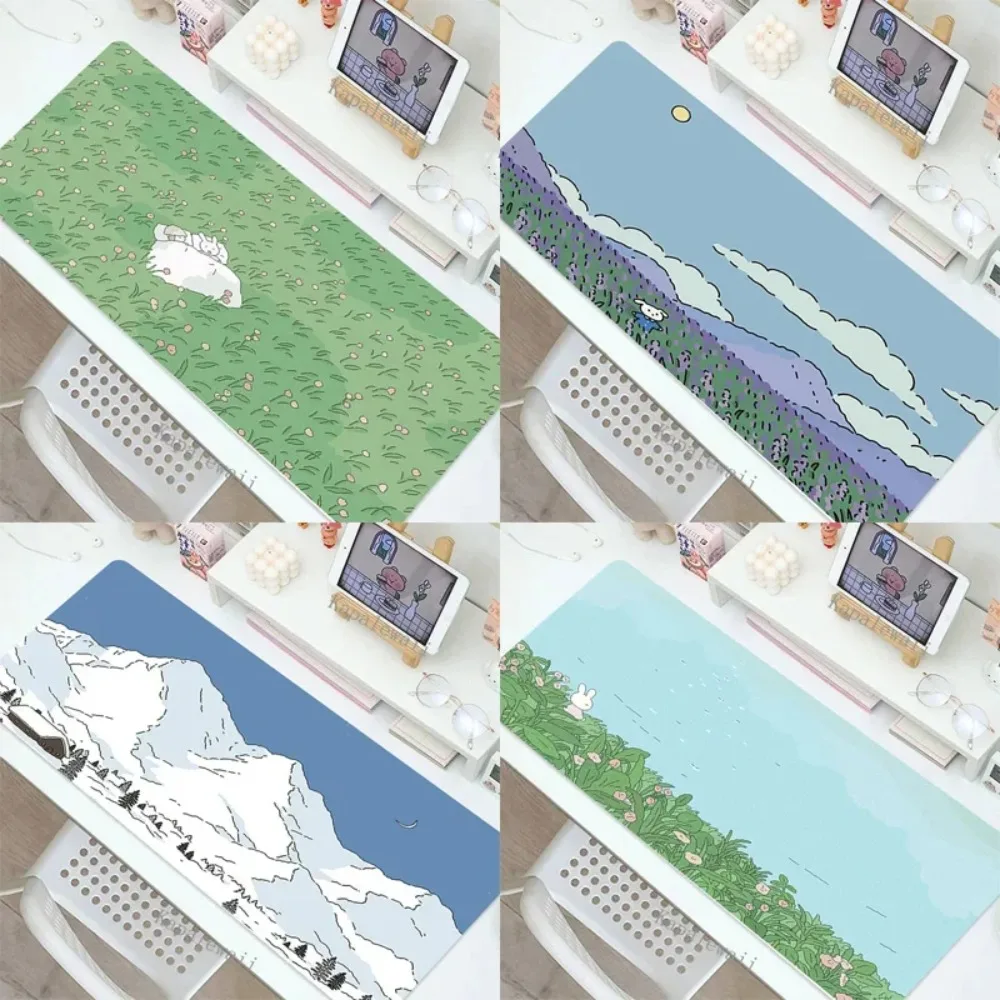 

Милые игровые коврики для мыши с растительным дизайном, удлиненные, нескользящие, моющиеся, для компьютера и ноутбука, резиновые коврики для клавиатуры и стола