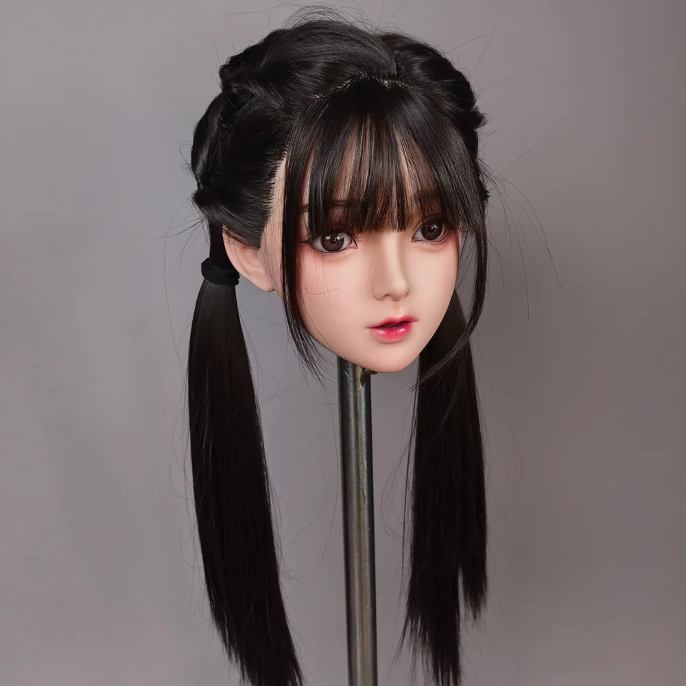 نموذج رأس أنثى جديد، نمط فتاة حلوة، مصنوع من السيليكون، للاستخدام الذكور البالغين. يمكن تجهيزها بشكل اختياري بفم أو بدون