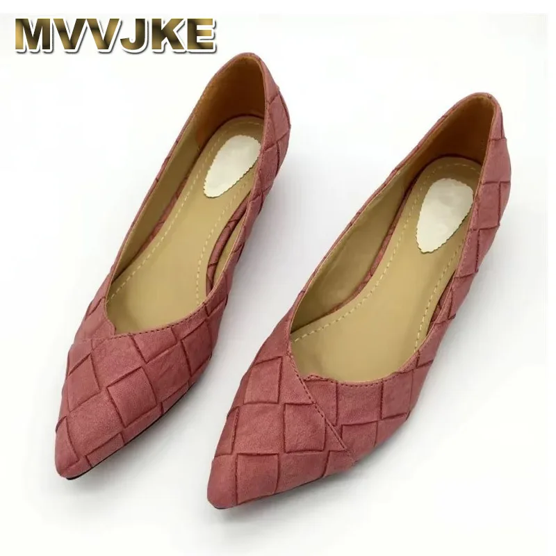 

2025 Vintage Style Women's Pointed Toe Pumps Spring Autumn PU Shallow Slip On Women Low Heel Pumps Office Lady Casual Single