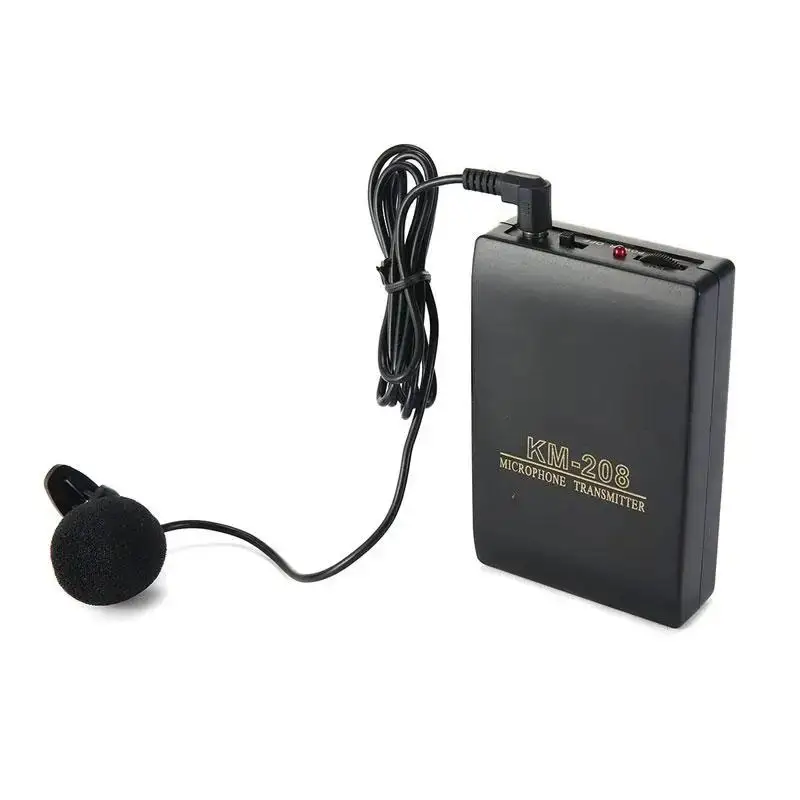 KM208 Wireless Microphone Collar Clip-on Portable Neck Mic with Fm Transmitter Receiver Lapel Clip Mic for teaching conference