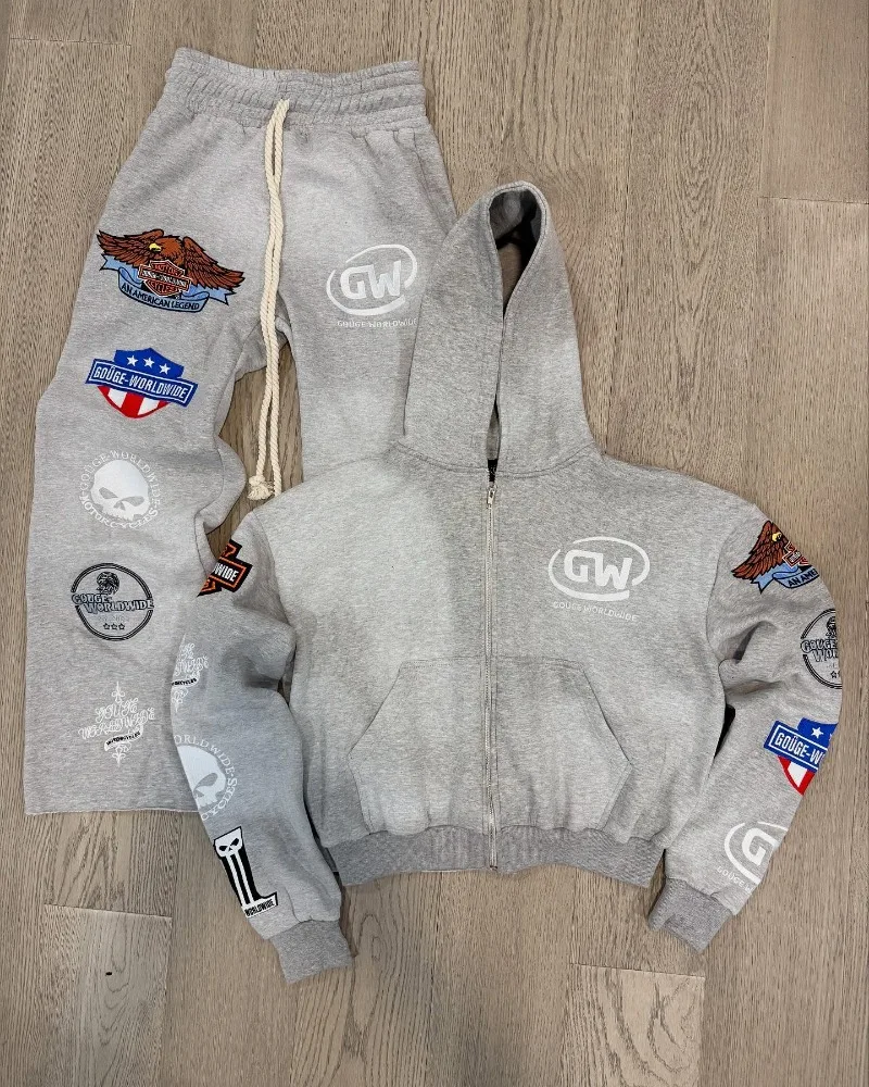 เสื้อฮู้ดดี้สไตล์โกธิคพังก์ร็อกทรงหลวมลายการ์ตูนอเมริกันย้อนยุค Y2K ดีไซน์สร้างสรรค์ทันสมัยสำหรับผู้ชาย