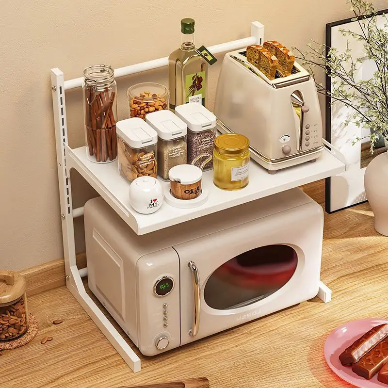 Table Top Multi-Layer Retractable Microwave Oven Thickened Storage Rack Kitchen Household Storage Oven Pot Rack Partition Rack