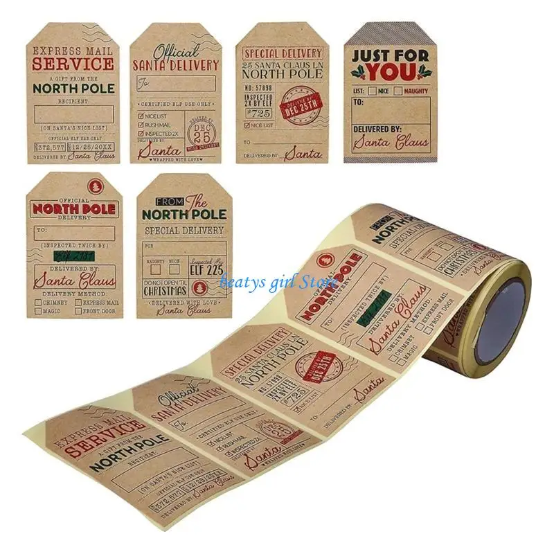 

C7AB 1 Roll Reusable Decors Christmas Design Sticker Adhesive Paper Decorative Sticker For Crafting Decorating And Organizing