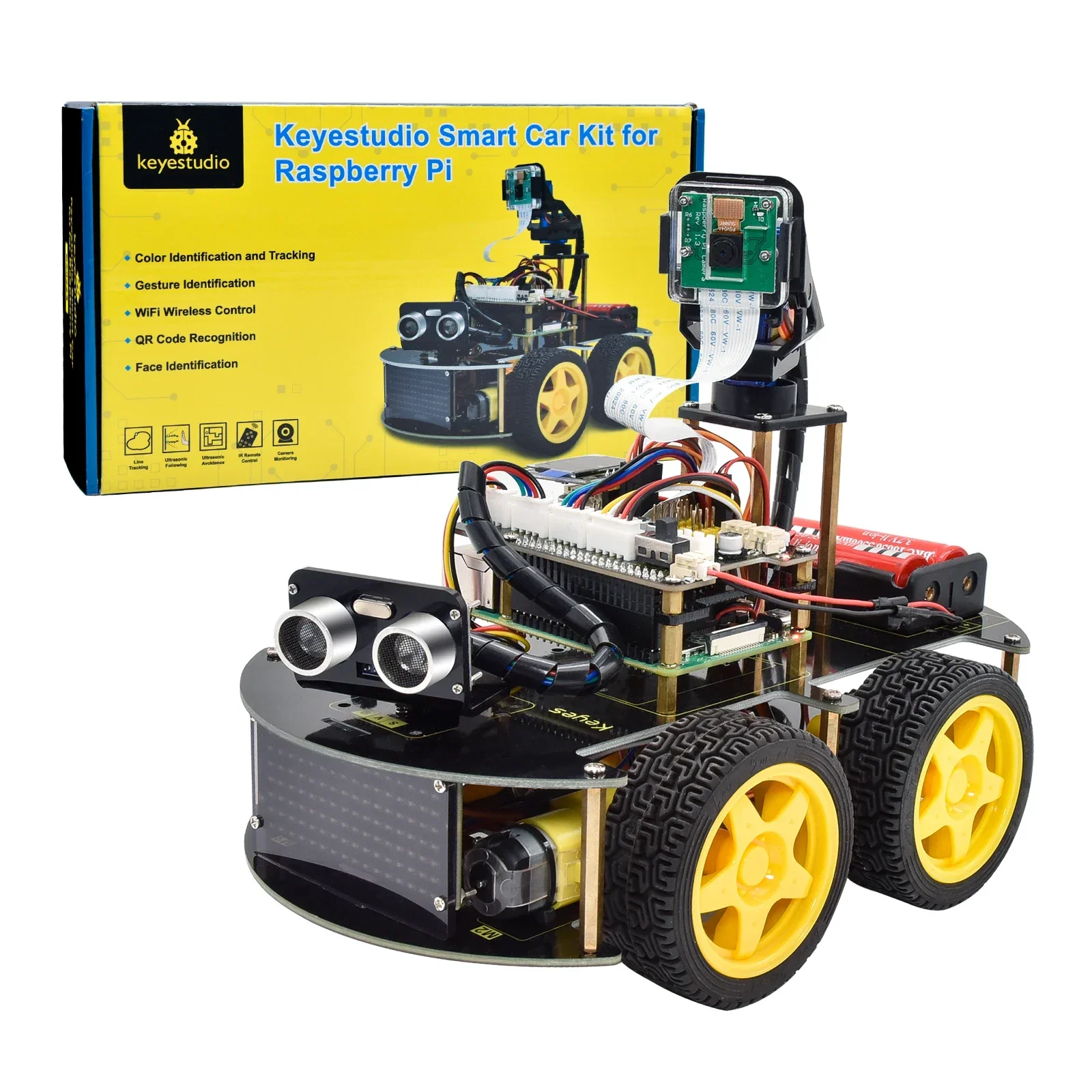 

Keyestudio Raspberry Pi 4B Robot Car+5 Megapixels Camera Module Python Programming For Raspberry Pi 4B(No Raspberry Pi Board )