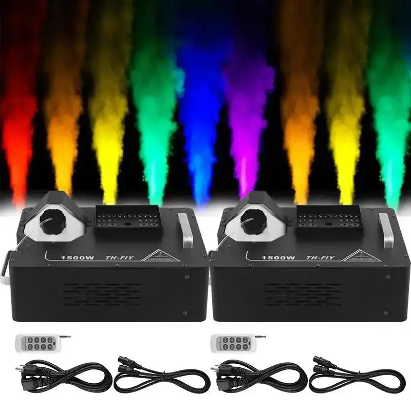 

2pcs 1500W Fog Machine LED RGB 3in1 Somke Machine Spray Fogger equipment with wireless remote control for Stage Party Wedding