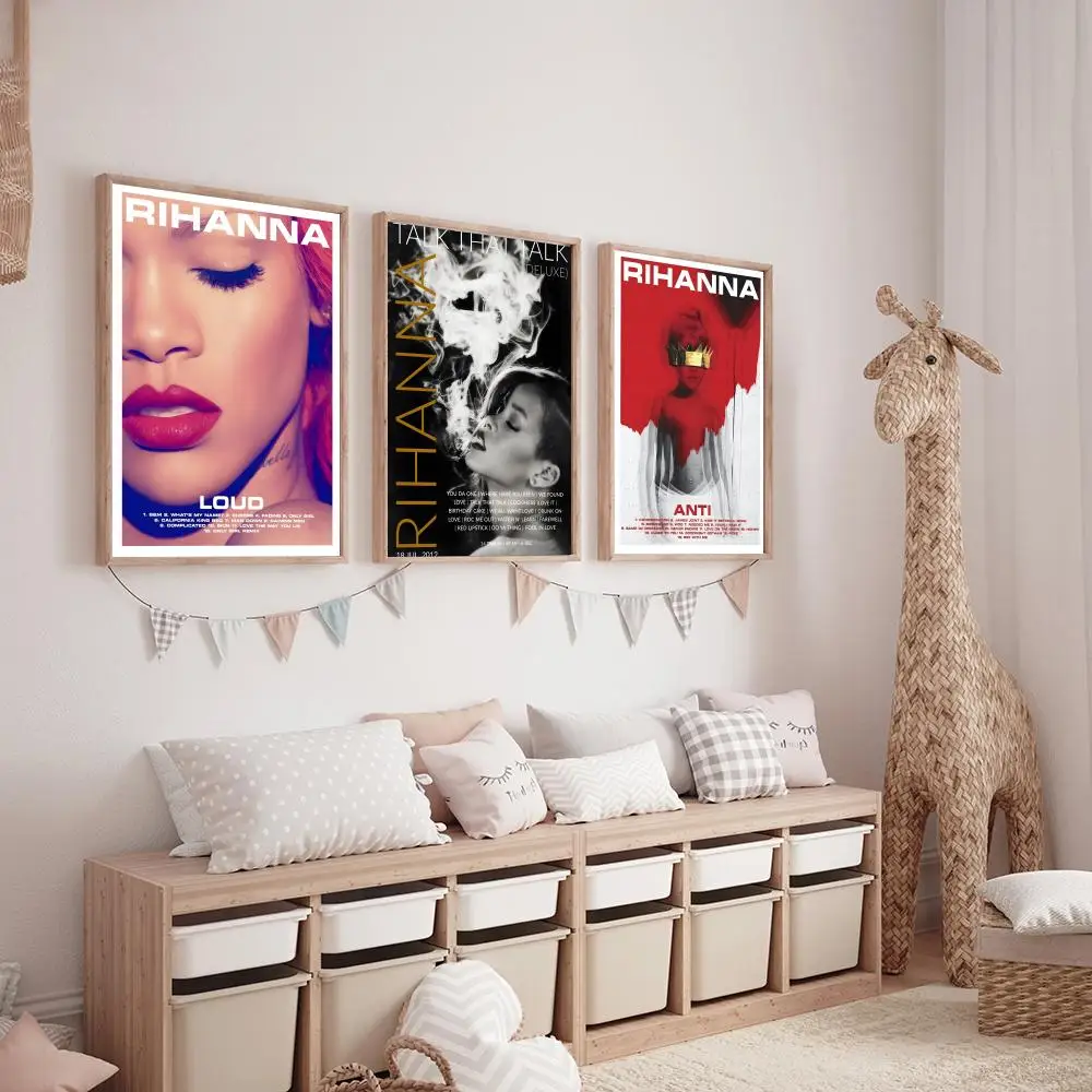 حار المغني R-RIHANNAS أنيمي اللوحة الخط HD قماش المشارك غرفة المعيشة غرفة نوم بار الديكور الجمالي #3