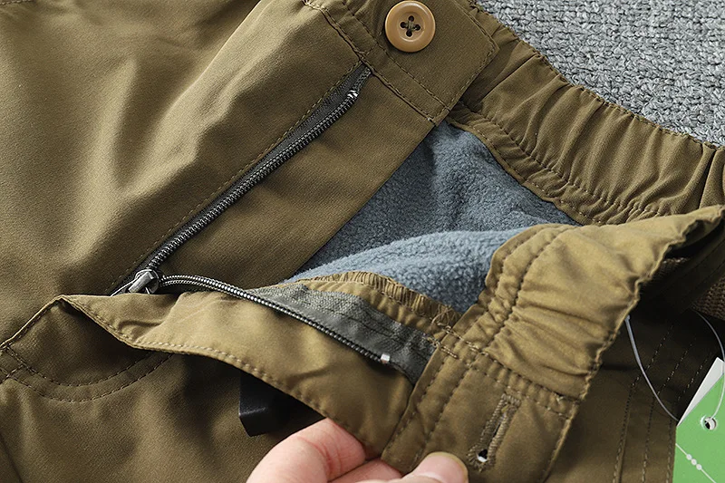 Winter Dicke Fleece Casual Hosen männer Baumwolle Taktische Baggy Cargo Hosen Doppel Schicht Warme Thermische Gerade Lange Hosen – Detail 11