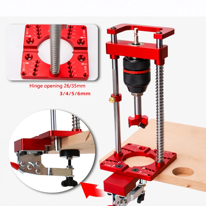 Handheld Electric Drill Bracket, Handheld Bench Drill Bracket Drilling Machine Woodworking 35 Hinge Hole Locator Tool