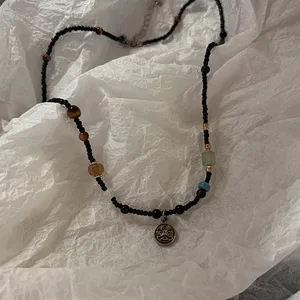 Ping an cadeia de osso artesanal bloqueio, design frisado retro, um grupo pequeno colar, novo estilo chinês, estilo chinês 6 principais vendas colar de moeda china - №4