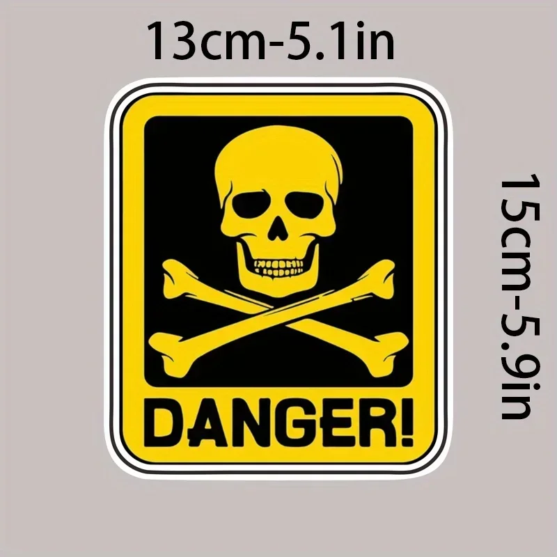 

1PC "Danger!" Warning Sticker, High - Visibility Skull Design, Great for Decorating Workspaces, Helmet, Water Bottle