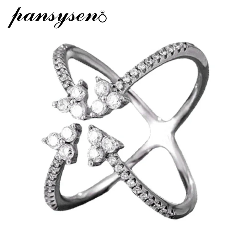 

PANSYSEN 925 Sterling Silver Ring AAA Zircon Engagement Rings for Women Wedding Bands Fashion Party Fine Jewelry Gift Wholesale