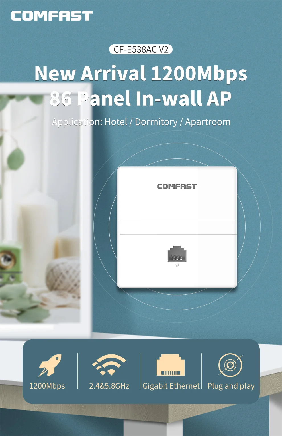 Comfast 4 قطعة 1200Mbps جدار نقطة الوصول AP + 1 قطعة 4 ميناء Poe تحميل التوازن التيار المتناوب راوتر فندق المنزل واي فاي غطاء سلس إدارة بوابة