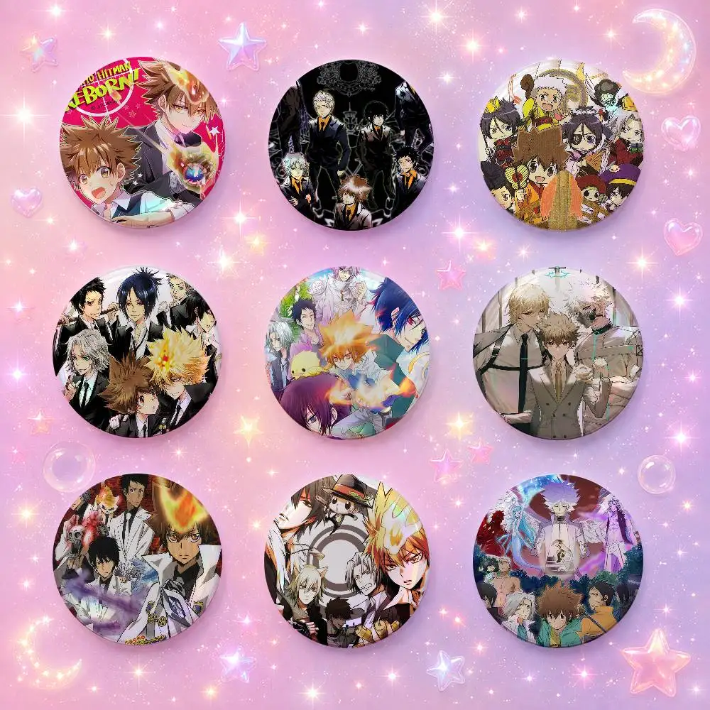 Ka-tekyo-s- Hitma-n REBORN! Creative Round Button Pins Badge Set Cartoon Anime Movie Music Pattern Brooches For Bags Jackets