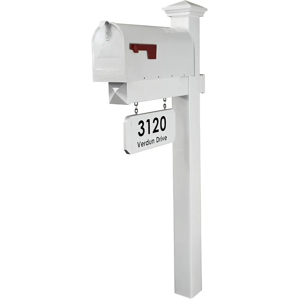 The Jackson Complete Mailbox System - Vinyl/PVC Post (includes Mailbox) Decorative Curbside Postal Solution