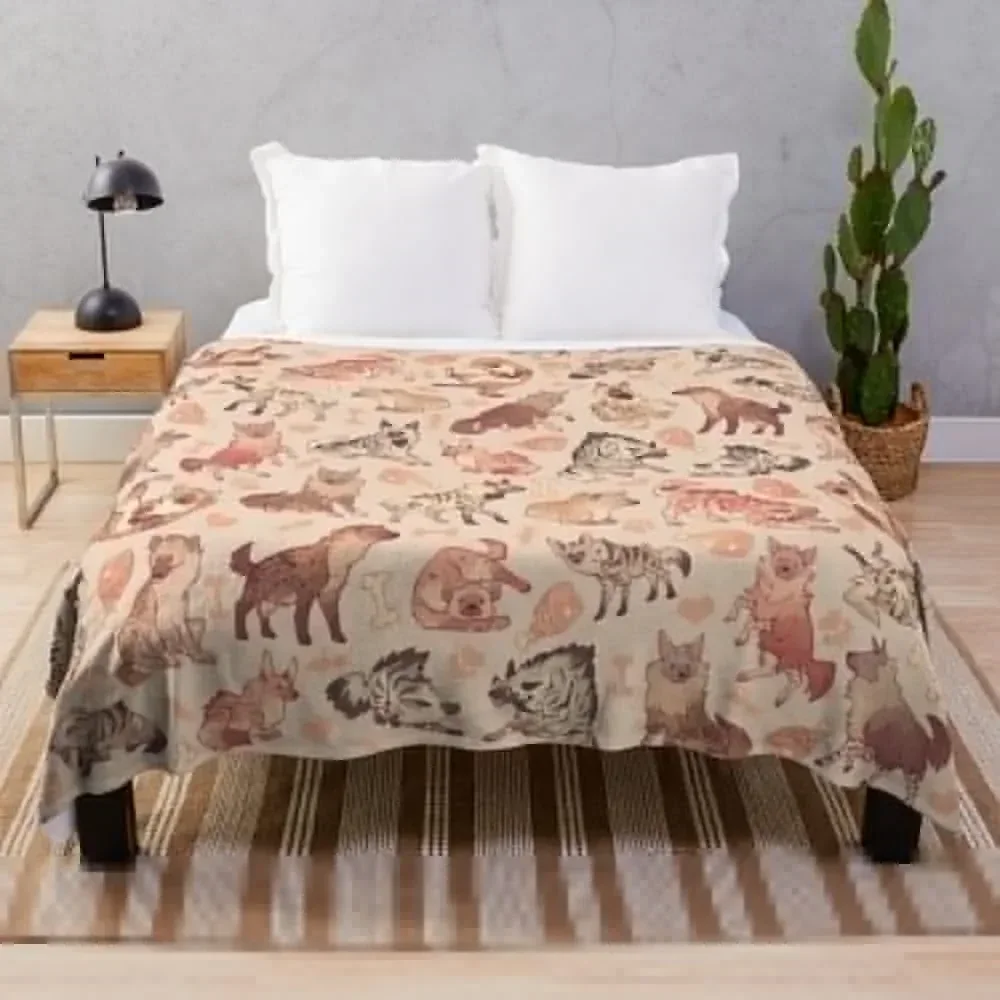 Hyenas in creamy orange Throw Blanket Bed covers Blankets For Bed Blankets