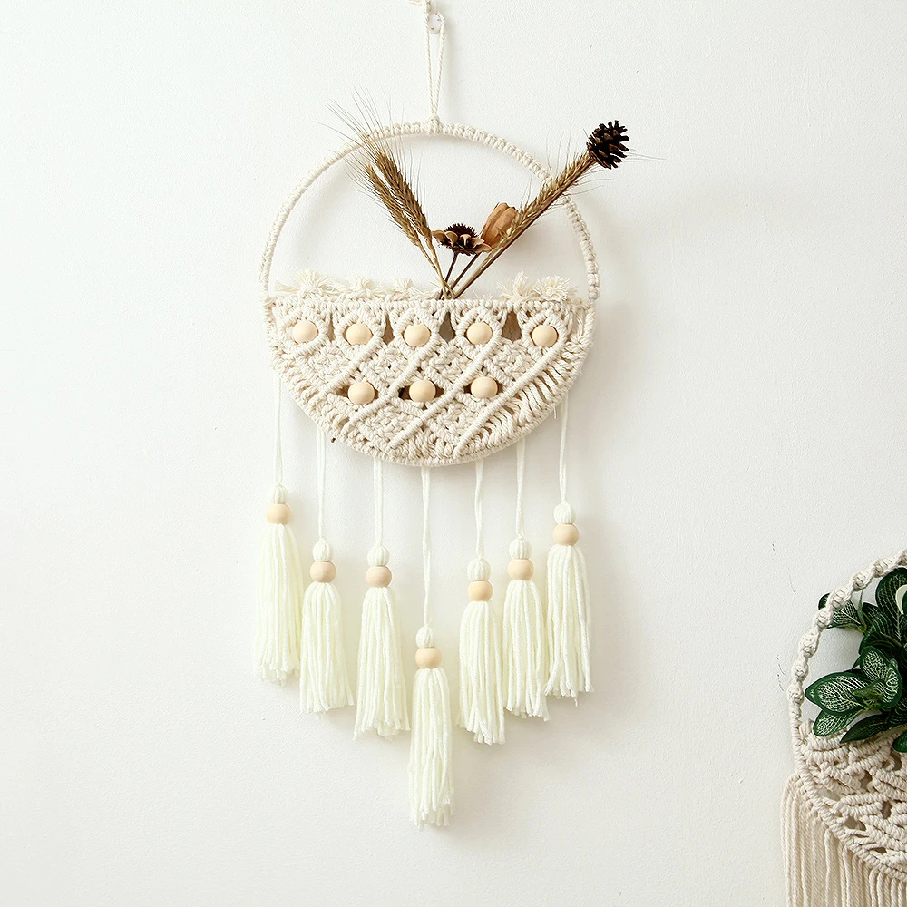 

Macrame Wall Hanging Décor Boho Handmade Woven Tapestry Wall Ornament for Apartment Nursery Bedroom Living Room Home Decoration