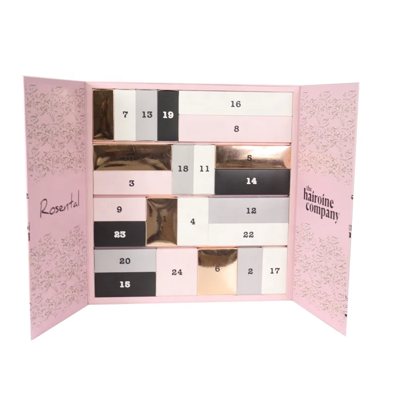 

2025customized.Custom Design 25 Days Advent Calendar Box Beauty Packaging Eye 2mm Art Paper Printing