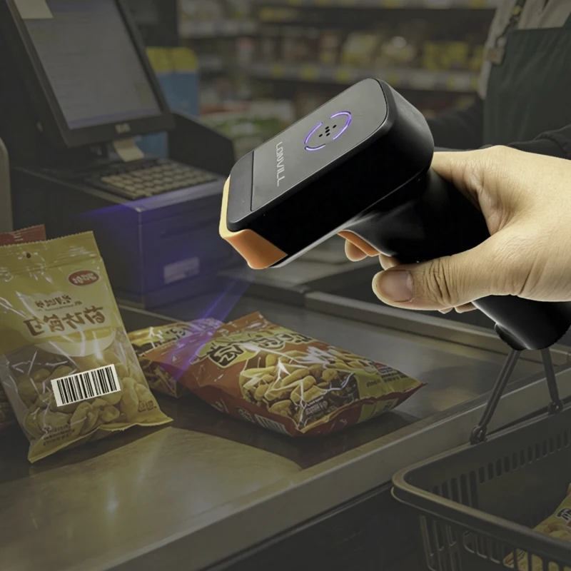 LONVILL High Resolution 1D 2D QR PDF417 DataMatrix Wifi Cordless Handheld Barcode Scanner for Supermarket Cashier