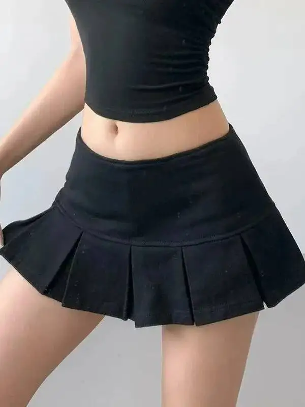 Streetwear Y2K Gray Mini Skirts Women 2026 Summer Low Waist Pleated Shorts Skirt Woman Sexy A Line Miniskirt Mujer Faldas 3O2W