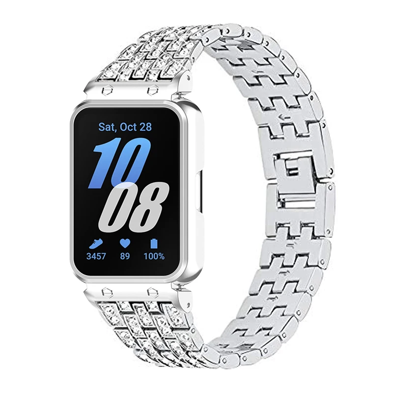 Diamond Bracelet for Samsung Galaxy Fit 3 Metal Strap Case Protector for samsung galaxy fit 3 Watchband Protective Shell Cover