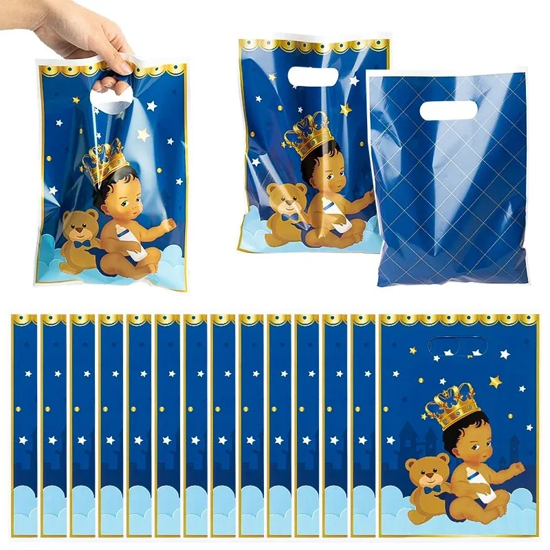 50Pcs Gift Bags With Handle Birthday Party Favors Return package Goodie Treat list For Guests Packing Candy Cookie Royal Prince